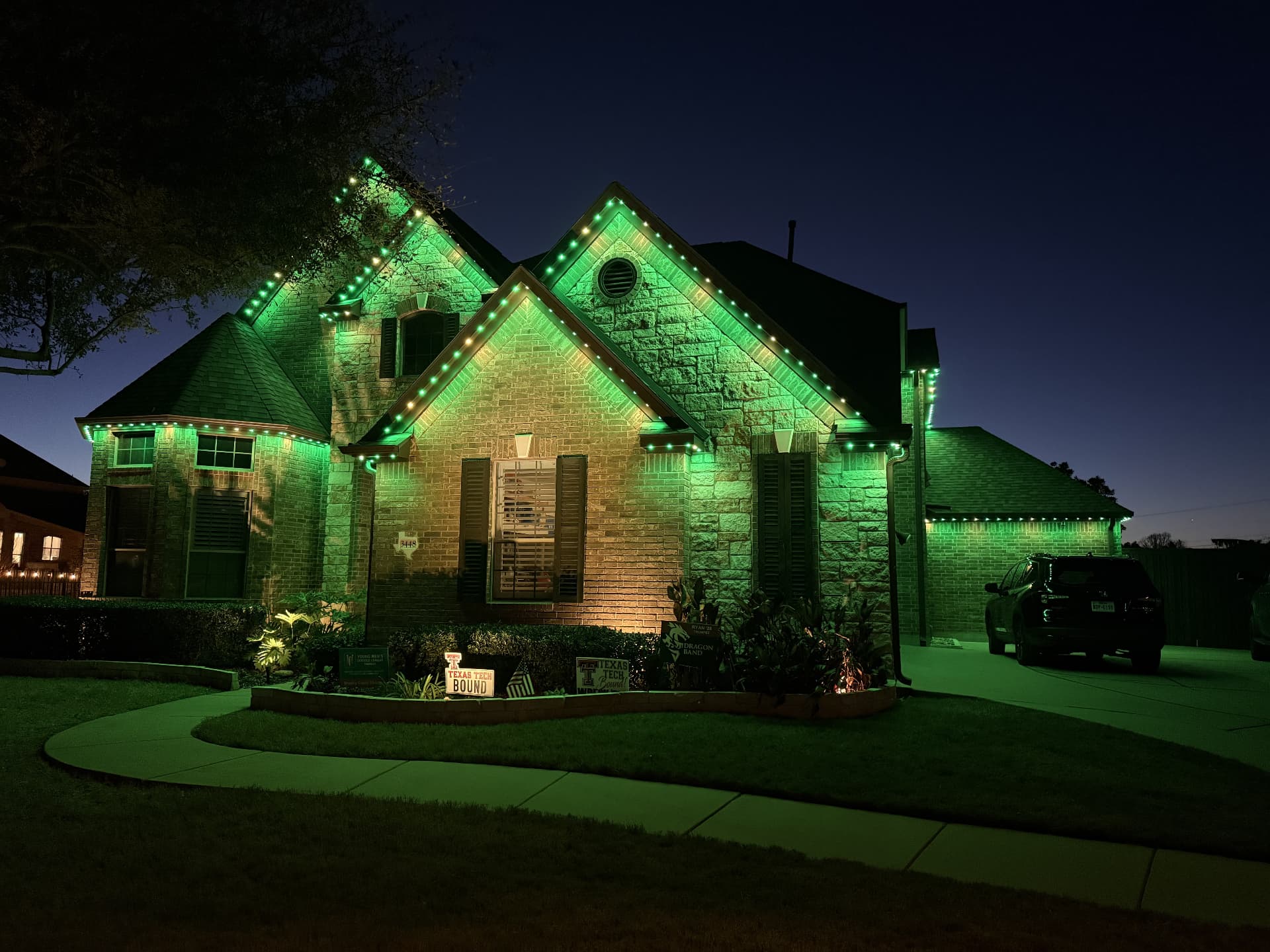 St. Patrick's Day green lighting display