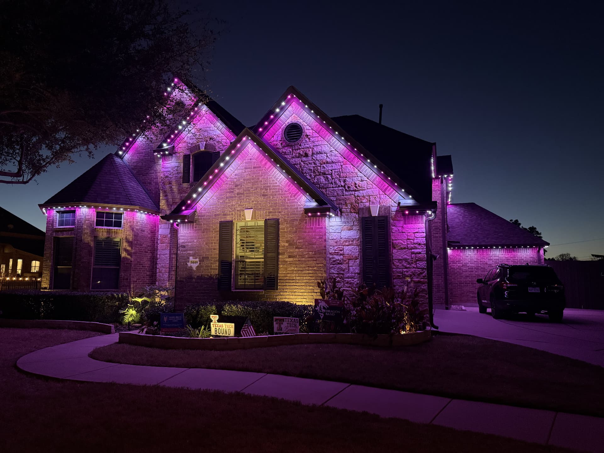 Valentine's Day pink lighting display
