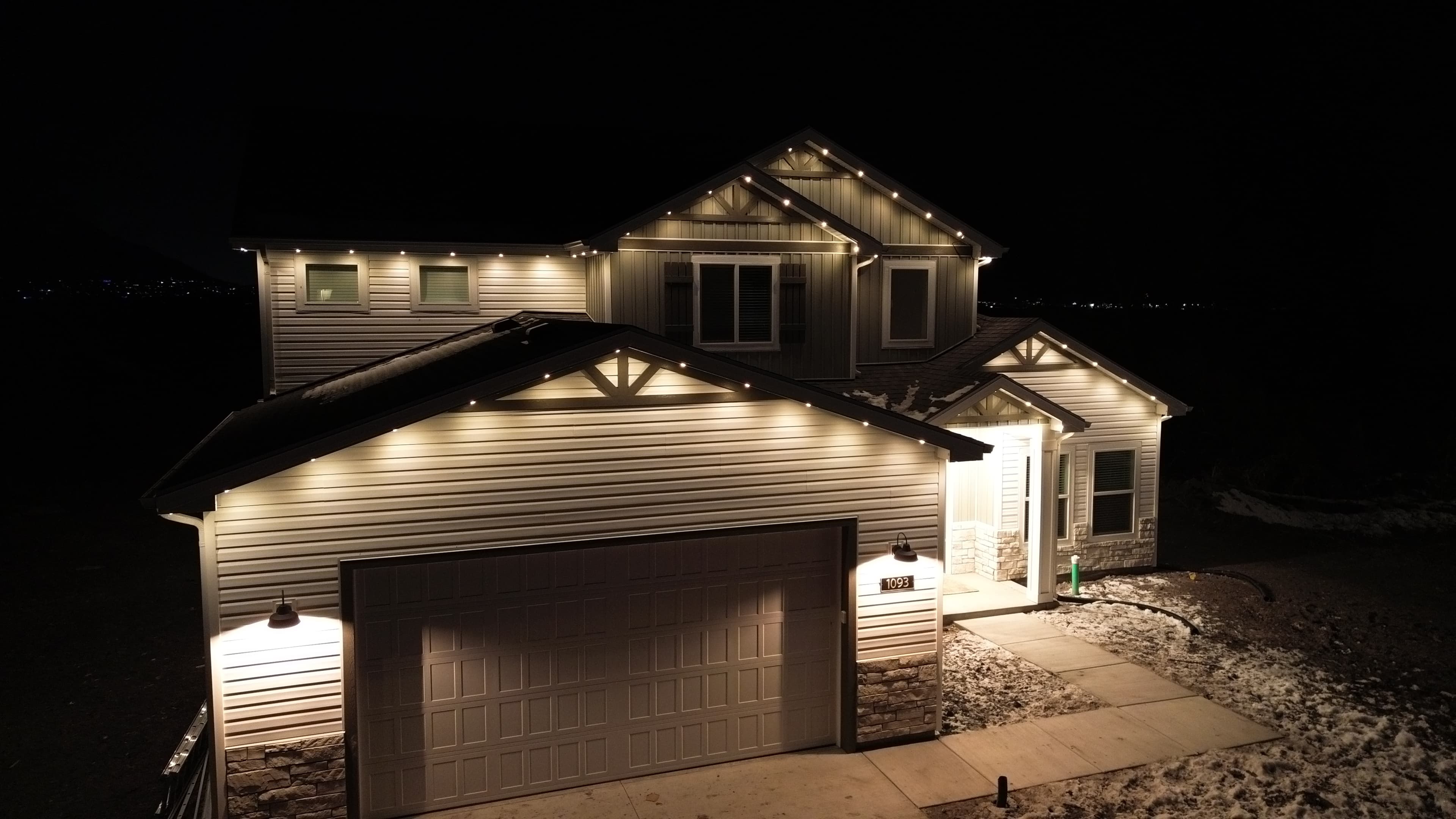 Full home permanent LED lighting on an established Castle Hills home in San Antonio